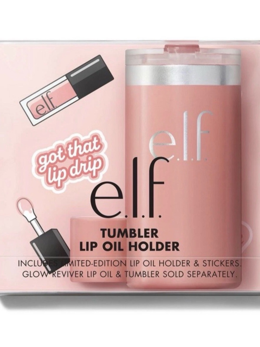 C Stanley Limited Edition ELF Pink Tumbler Lip Oil Holder with Silver Accent
